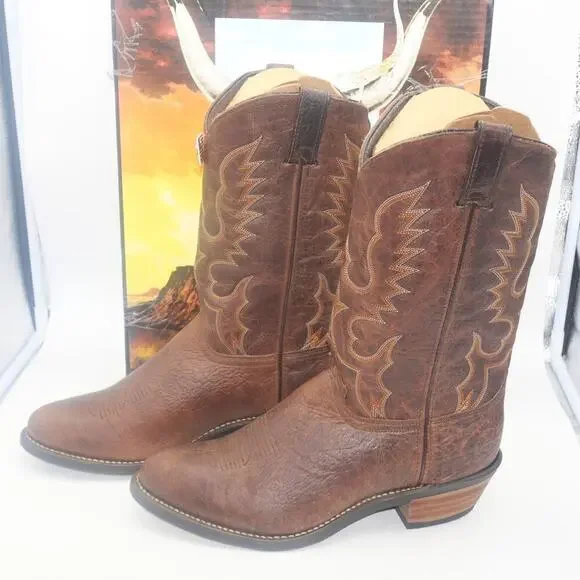 NEW ABILENE Men's 6404 12 Western Boot Antiqued Brown Bison Size 11.5 EE Wide